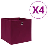 Vidaxl Storage Boxes 4 szt. 28x28x28 cm Nietopny tkanina ciemnoczerwony