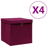 Vidaxx Aufbewahrungsboxen mit Deckel 4 Stück 28x28x28 cm dunkelrot