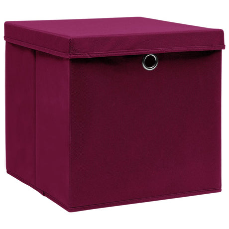 Vidaxx Aufbewahrungsboxen mit Deckel 4 Stück 28x28x28 cm dunkelrot