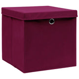 Cajas de almacenamiento de Vidaxl con tapa 10 st 28x28x28 cm rojo oscuro