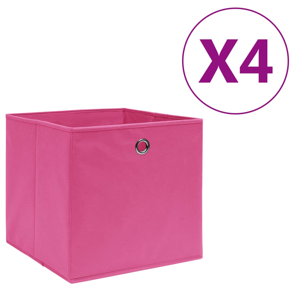 VIDAXL -Speicherboxen 4 PCs 28x28x28 cm Nicht -verwobenes Stoff rosa