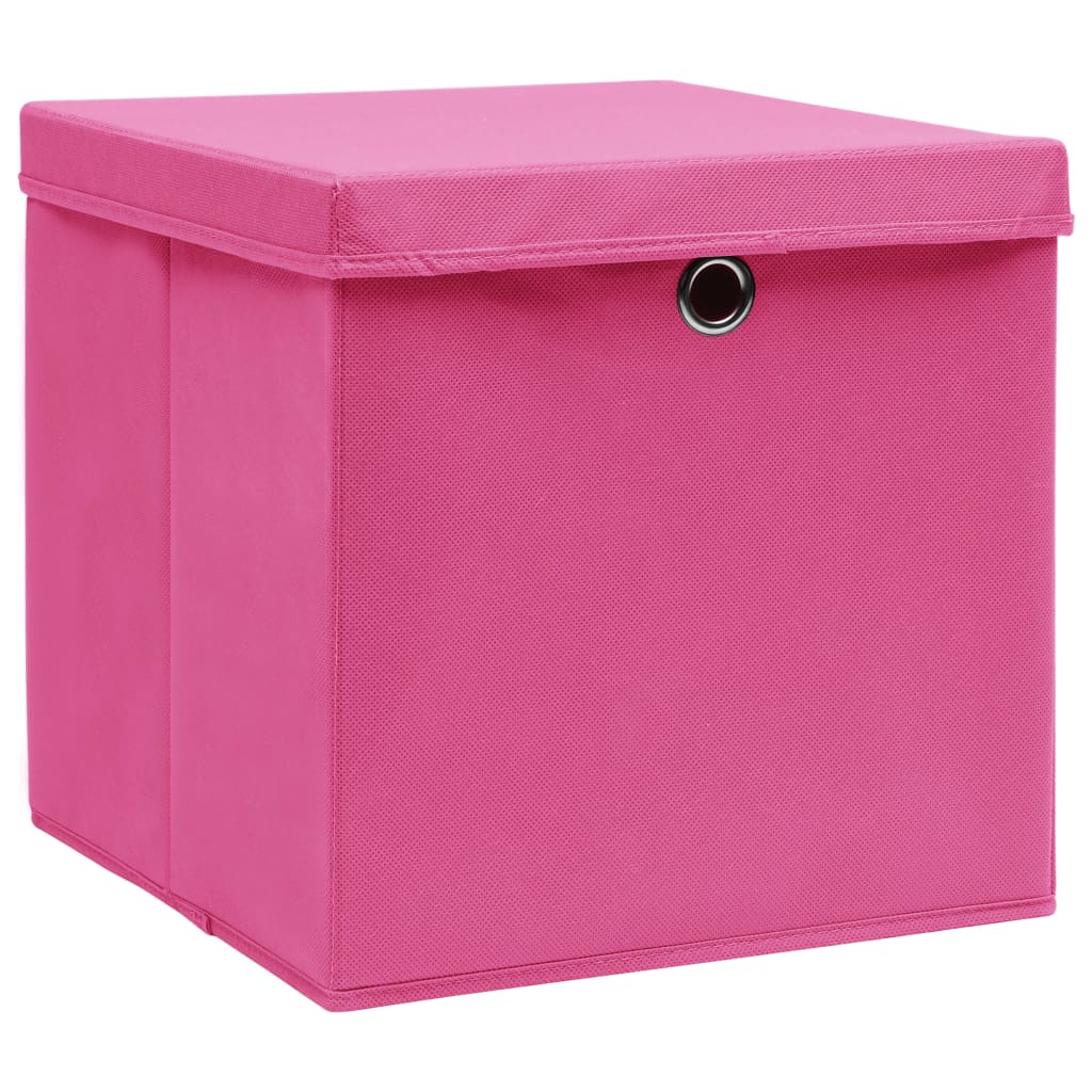 Vidaxl oppbevaringsbokser med lokk 4 stk 28x28x28 cm rosa