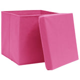 VIDAXL -Speicherboxen mit Deckel 4 PCs 28x28x28 cm Pink