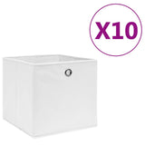 VIDAXL -Speicherboxen 10 PCs 28x28x28 cm Nicht -verwobenes Gewebe weiß