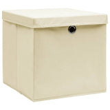 Vidaxx Aufbewahrungsboxen mit Deckel 4 Stück 28x28x28 cm cremefarben