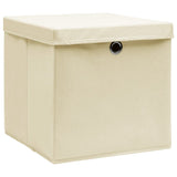 VIDAXL -Speicherboxen mit Deckel 10 PCs 28x28x28 cm cremefarben -geleitet