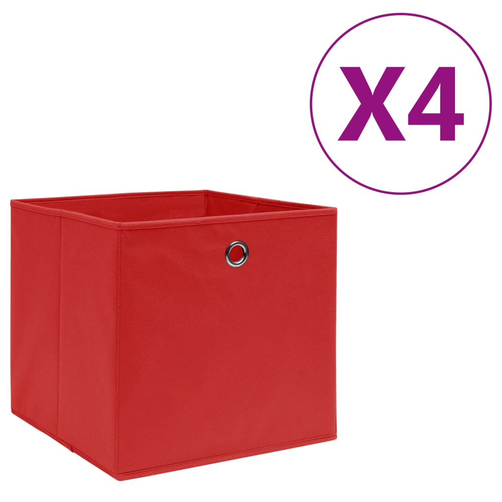 Scatole di archiviazione Vidaxl 4 pezzi 28x28x28 cm tessuto non tessuto rosso