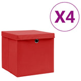 VIDAXL -Speicherboxen mit Deckel 4 PCs 28x28x28 cm rot