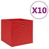 VIDAXL -Speicherboxen 10 PCs 28x28x28 cm Nicht -verwobener Stoff rot