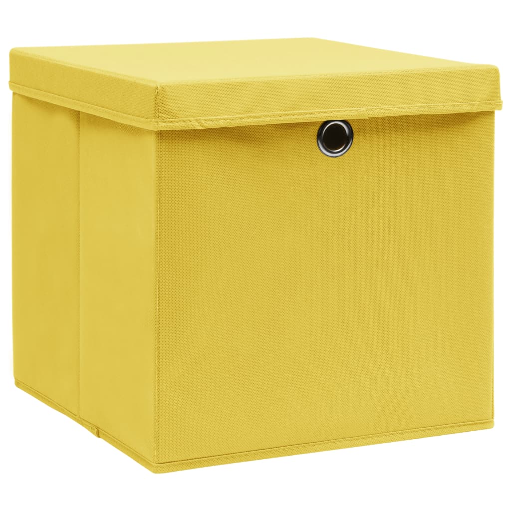 Cajas de almacenamiento de Vidaxl con tapa 4 PCS 28x28x28 cm amarillo