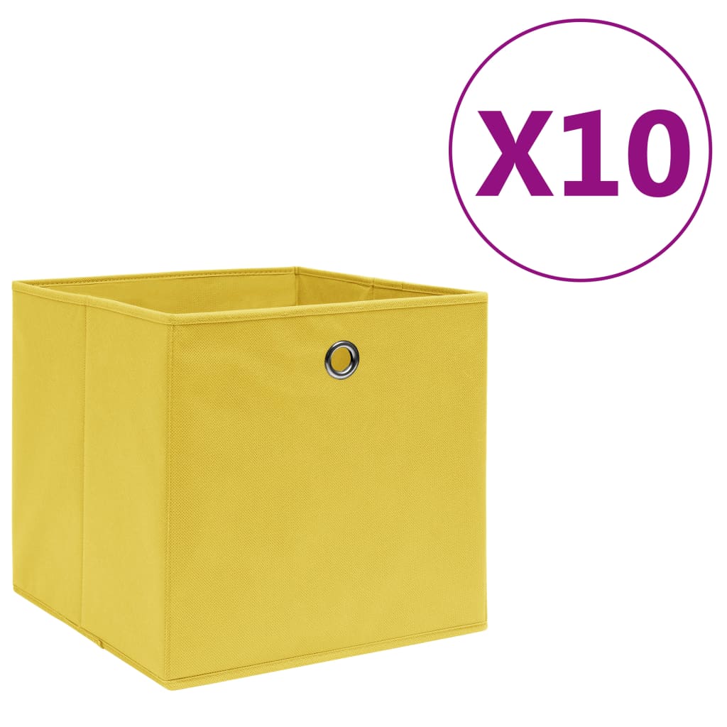 Vidaxl storage boxes 10 pcs 28x28x28 cm Nonwoven fabric yellow