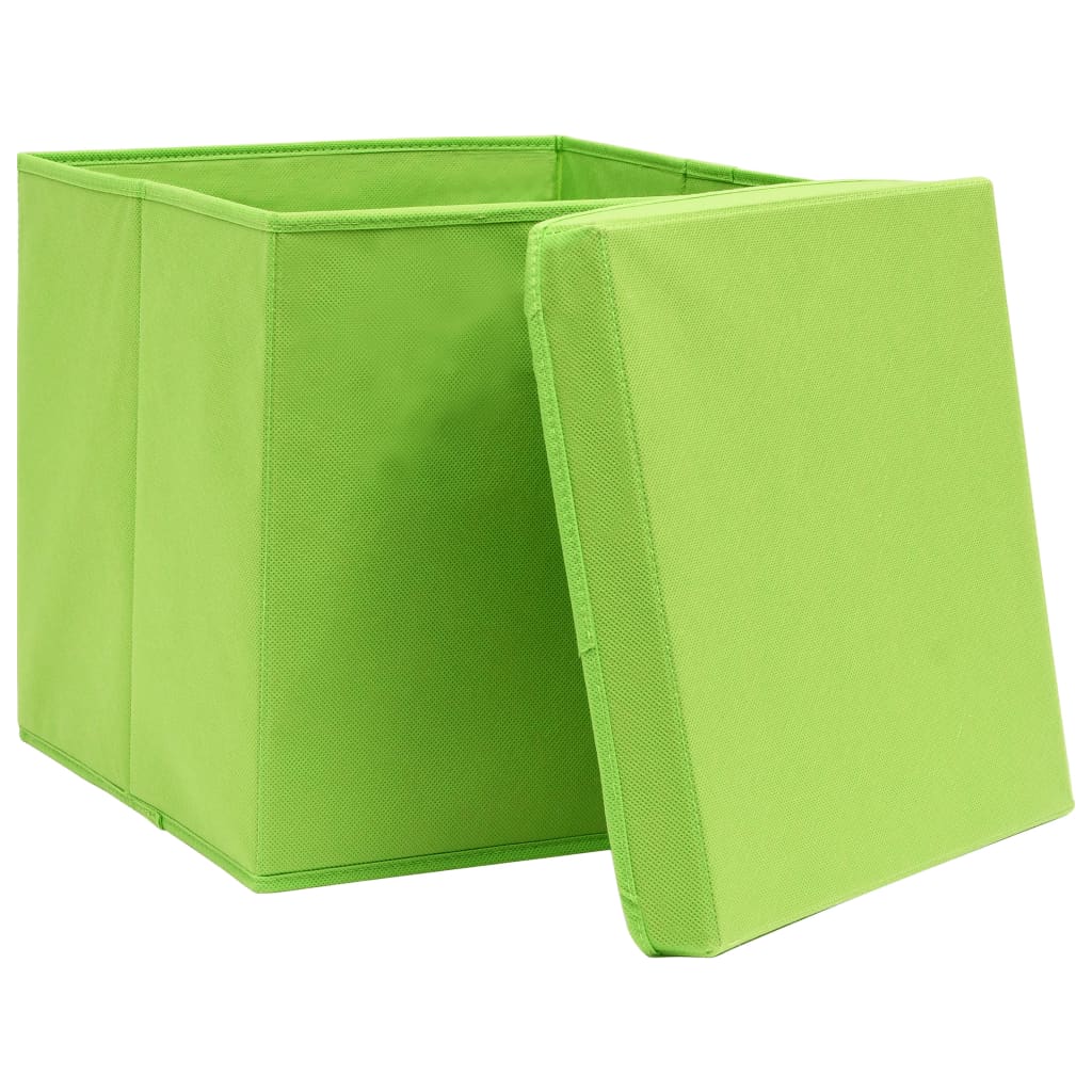 Boîtes de stockage Vidaxl avec couvercle 4 PCS 28x28x28 cm vert