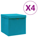 Cajas de almacenamiento de Vidaxl con tapa 4 PCS 28x28x28 cm Azul baby