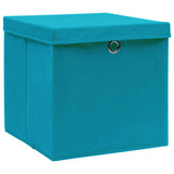 Vidaxl opbergboxen met deksel 4 st 28x28x28 cm babyblauw