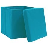 Vidaxl opbergboxen met deksel 10 st 28x28x28 cm babyblauw