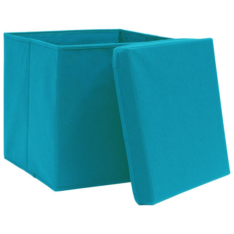 Vidaxl -Speicherboxen mit Deckel 10 ST 28x28x28 cm Baby Blau