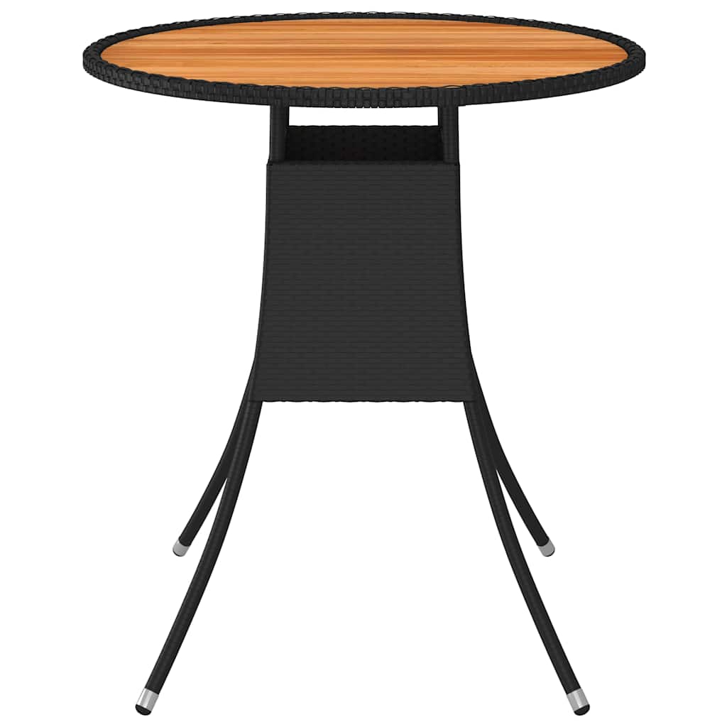 Vidaxl tuintafel ø70 cm poly rattan en massief acaciahout zwart