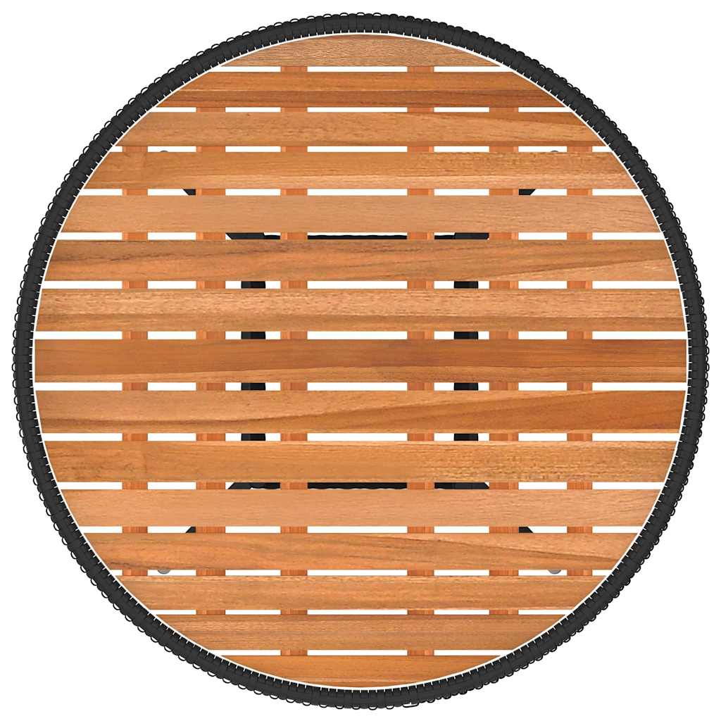 Vidaxl tuintafel ø70 cm poly rattan en massief acaciahout zwart