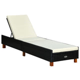 Vidaxl ligbed met kussen poly rattan zwart