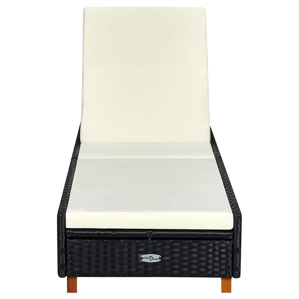 Vidaxl ligbed met kussen poly rattan zwart