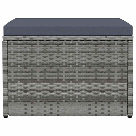 Vidaxl tuinvoetenbank met kussen poly rattan grijs