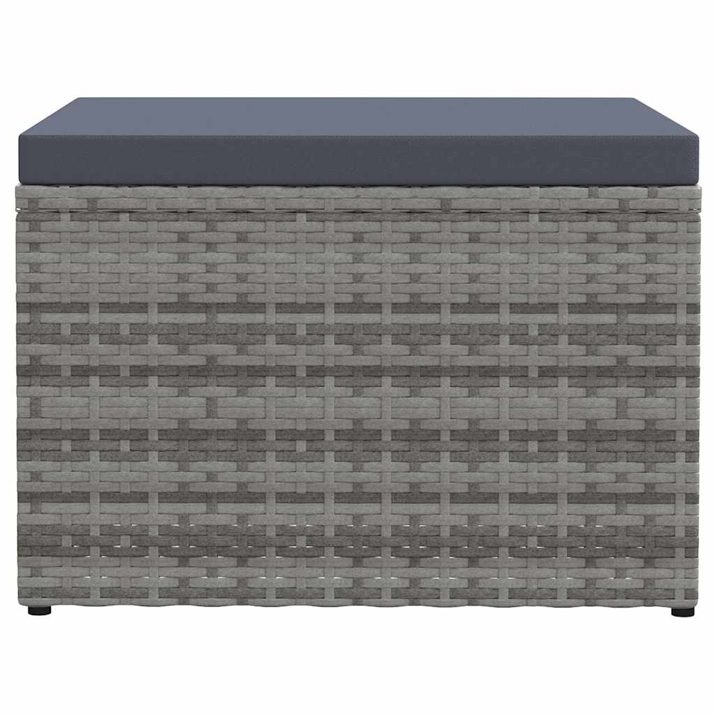 Vidaxl tuinvoetenbank met kussen poly rattan grijs