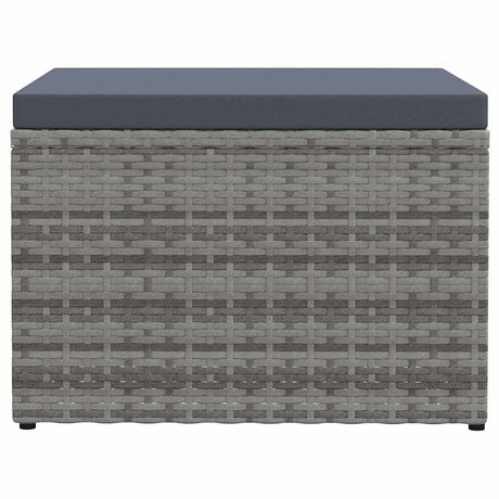 Vidaxl tuinvoetenbank met kussen poly rattan grijs