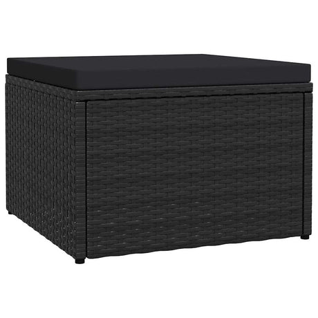 Vidaxl tuinvoetenbank met kussen poly rattan zwart
