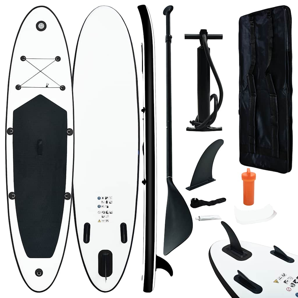 Vidaxl stand up paddleboard set gonflable noir et blanc