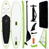 Vidaxl stand up paddleboard gonflable avec la voile set vert et blanc