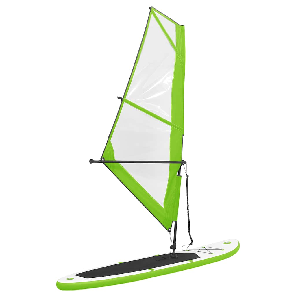 Vidaxl stand up paddleboard gonflable avec la voile set vert et blanc