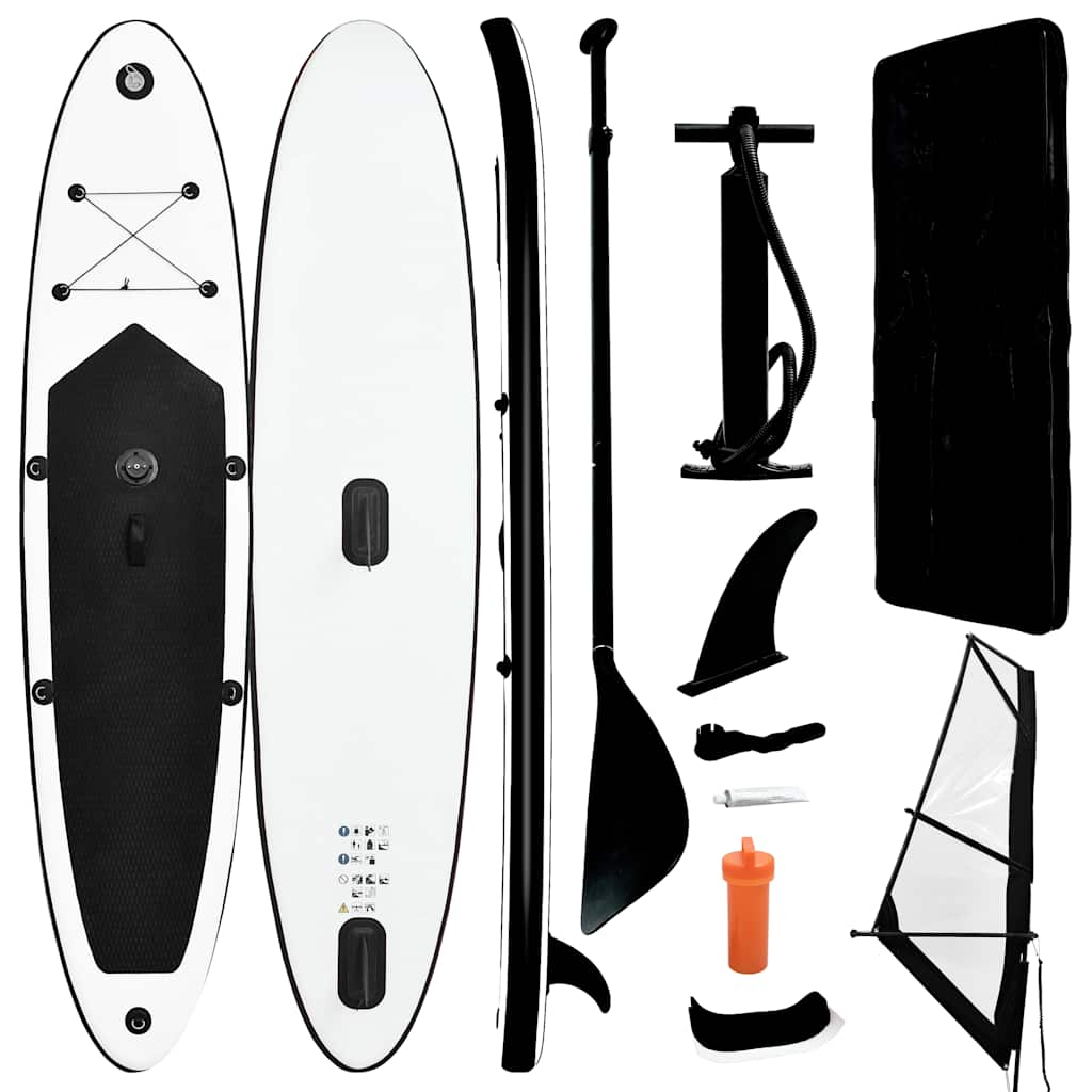 Vidaxl stand up paddleboard opblaasbaar met zeilset zwart en wit