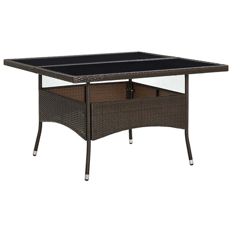 Vidaxl tuintafel poly rattan en glas bruin
