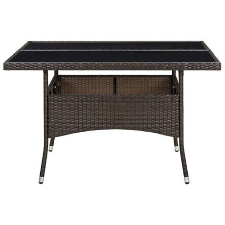 Vidaxl tuintafel poly rattan en glas bruin
