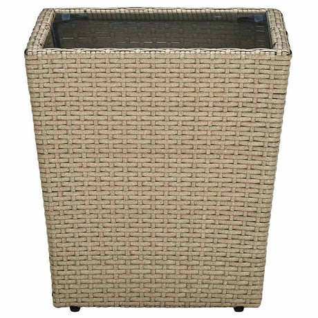 Vidaxl salontafel 41,5x41,5x44 cm poly rattan en gehard glas beige