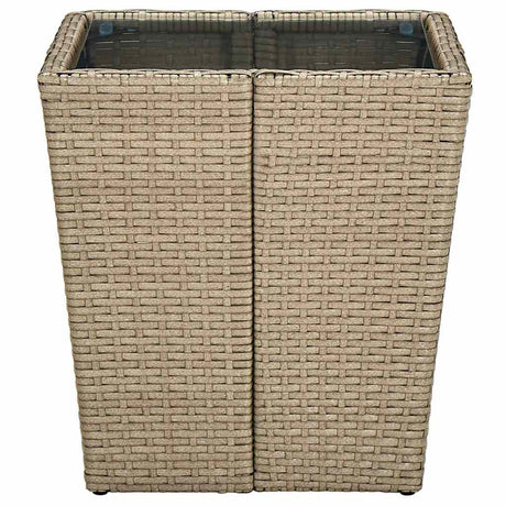 Vidaxl salontafel 41,5x41,5x44 cm poly rattan en gehard glas beige