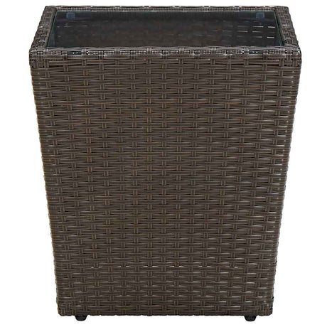 Vidaxl salontafel 41,5x41,5x44 cm poly rattan en gehard glas bruin