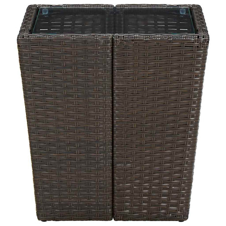 Vidaxl salontafel 41,5x41,5x44 cm poly rattan en gehard glas bruin