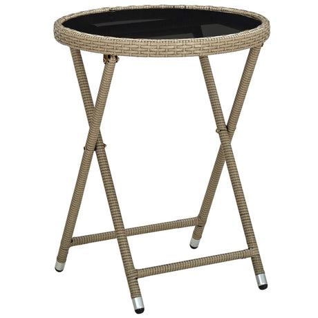 Vidaxl salontafel 60 cm poly rattan en gehard glas beige