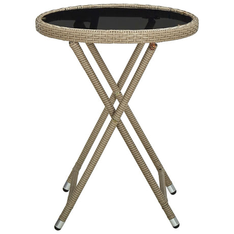 Vidaxl salontafel 60 cm poly rattan en gehard glas beige