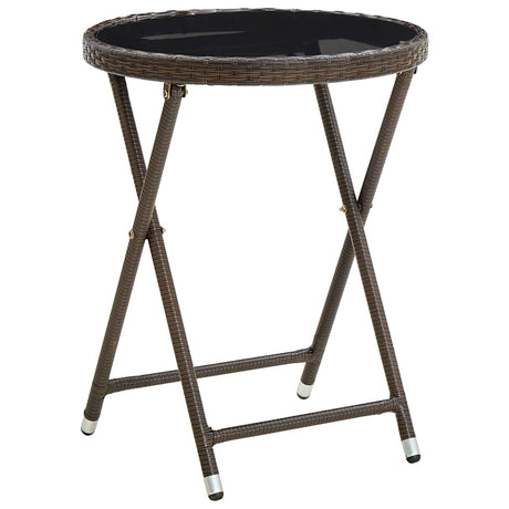 Vidaxl salontafel 60 cm poly rattan en gehard glas bruin