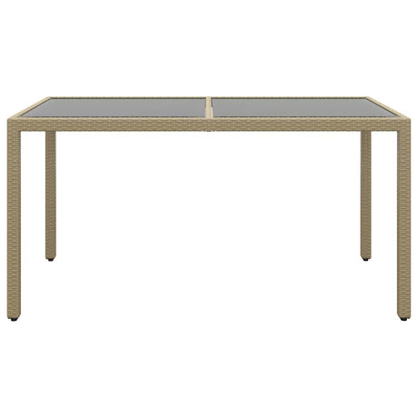 Vidaxl tuintafel 150x90x75 cm gehard glas en poly rattan beige