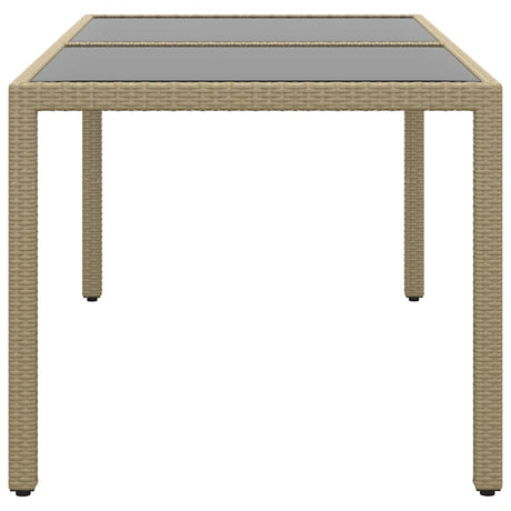 Vidaxl tuintafel 150x90x75 cm gehard glas en poly rattan beige