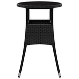 Vidaxl tuintafel ø60x75 cm gehard glas en poly rattan zwart