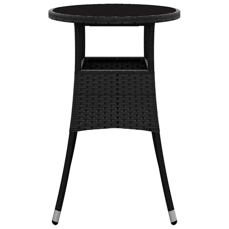 Vidaxl tuintafel ø60x75 cm gehard glas en poly rattan zwart