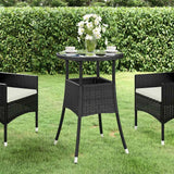 Vidaxl tuintafel ø60x75 cm gehard glas en poly rattan zwart