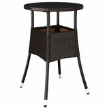 Vidaxl tuintafel ø60x75 cm gehard glas en poly rattan bruin