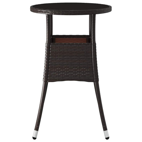 Vidaxl tuintafel ø60x75 cm gehard glas en poly rattan bruin