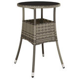 Vidaxl tuintafel ø60x75 cm gehard glas en poly rattan grijs