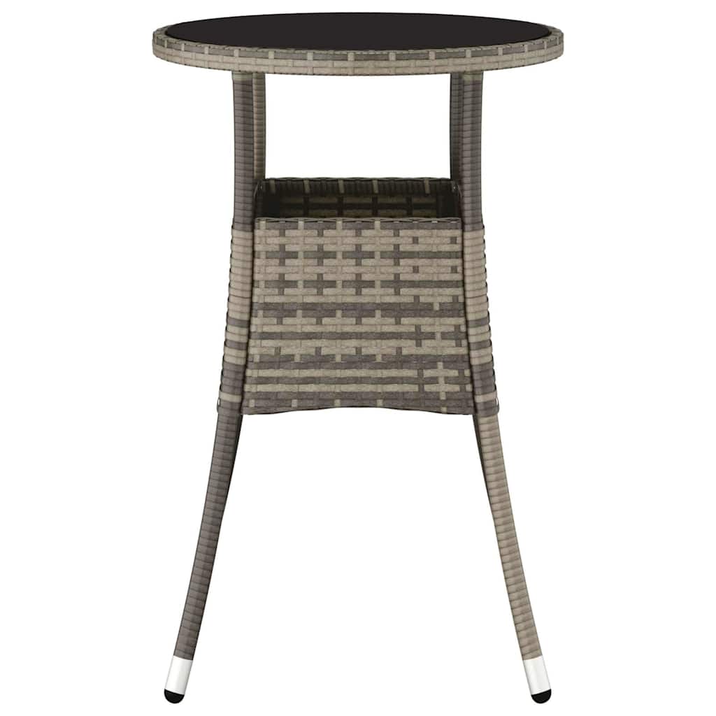 Vidaxl tuintafel ø60x75 cm gehard glas en poly rattan grijs